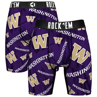 Men's Rock Em Socks Purple Washington Huskies All Over Logo Boxer Briefs