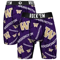 Men's Rock Em Socks Purple Washington Huskies All Over Logo Boxer Briefs