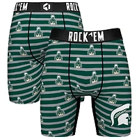 Men's Rock Em Socks Green Michigan State Spartans Mascot Stripes Boxer Briefs