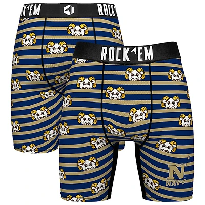 Men's Rock Em Socks Navy Navy Midshipmen Mascot Stripes Boxer Briefs