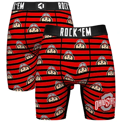 Men's Rock Em Socks Scarlet Ohio State Buckeyes Mascot Stripes Boxer Briefs
