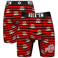 Men's Rock Em Socks Scarlet Ohio State Buckeyes Mascot Stripes Boxer Briefs