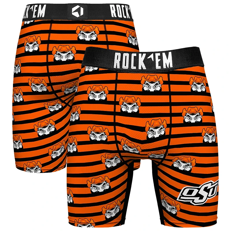 Men's Rock Em Socks Orange Oklahoma State Cowboys Mascot Stripes Boxer Briefs