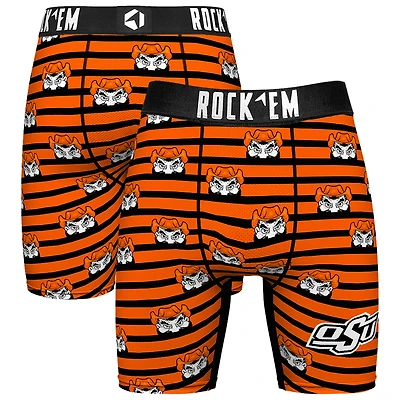 Men's Rock Em Socks Orange Oklahoma State Cowboys Mascot Stripes Boxer Briefs