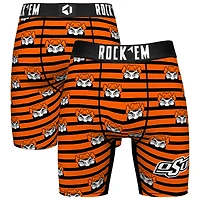 Men's Rock Em Socks Orange Oklahoma State Cowboys Mascot Stripes Boxer Briefs
