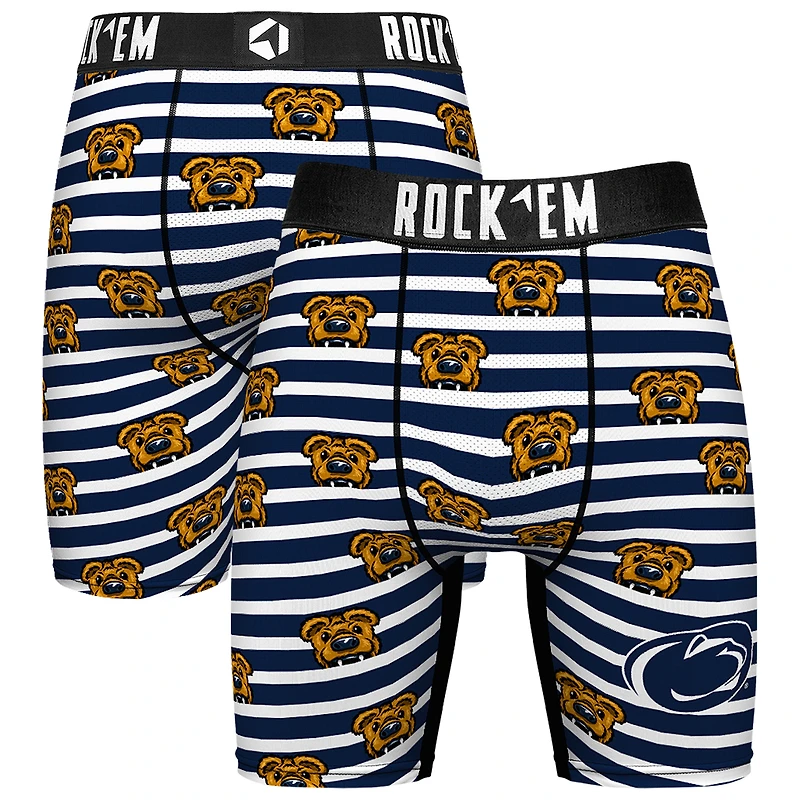 Men's Rock Em Socks Navy Penn State Nittany Lions Mascot Stripes Boxer Briefs