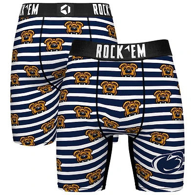 Men's Rock Em Socks Navy Penn State Nittany Lions Mascot Stripes Boxer Briefs