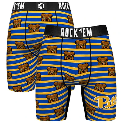 Men's Rock Em Socks Royal Pitt Panthers Mascot Stripes Boxer Briefs