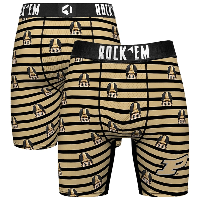 Men's Rock Em Socks Gold Purdue Boilermakers Mascot Stripes Boxer Briefs