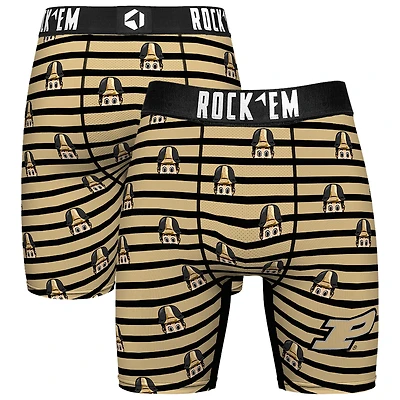 Men's Rock Em Socks Gold Purdue Boilermakers Mascot Stripes Boxer Briefs