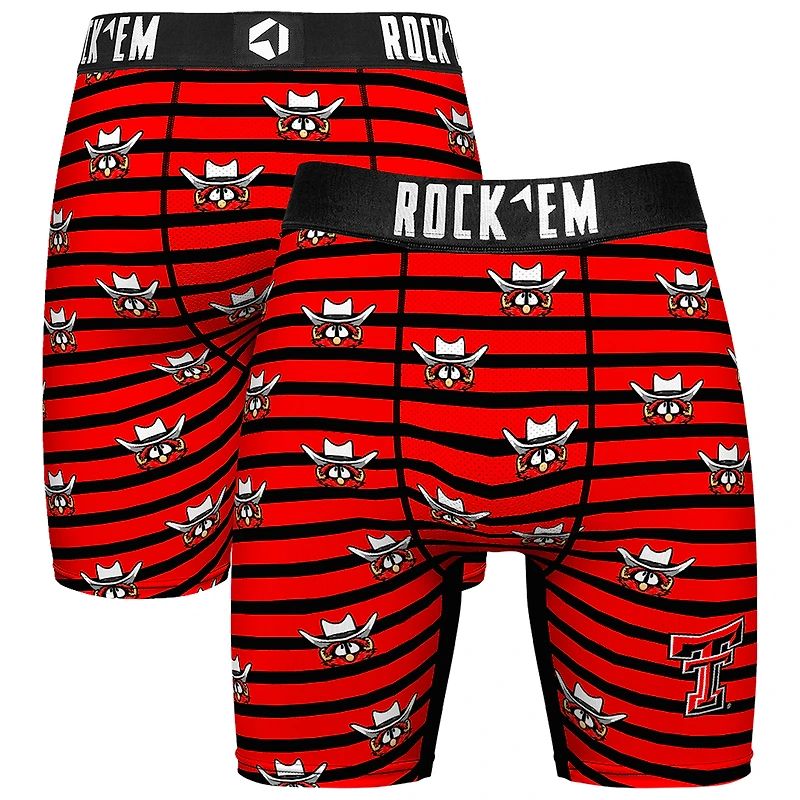 Men's Rock Em Socks Red Texas Tech Red Raiders Mascot Stripes Boxer Briefs
