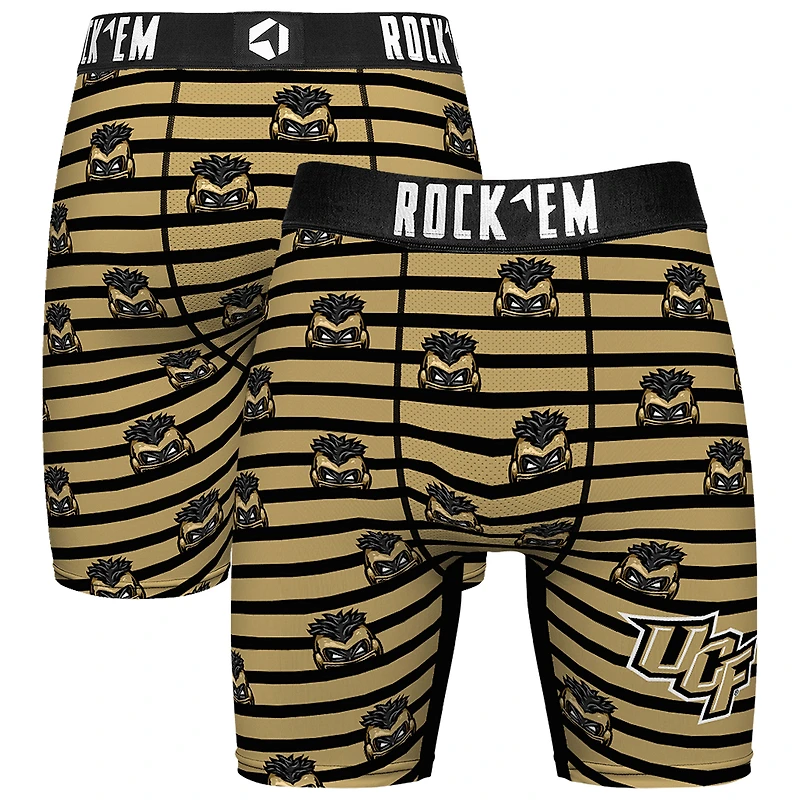 Men's Rock Em Socks Gold UCF Knights Mascot Stripes Boxer Briefs