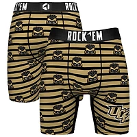 Men's Rock Em Socks Gold UCF Knights Mascot Stripes Boxer Briefs
