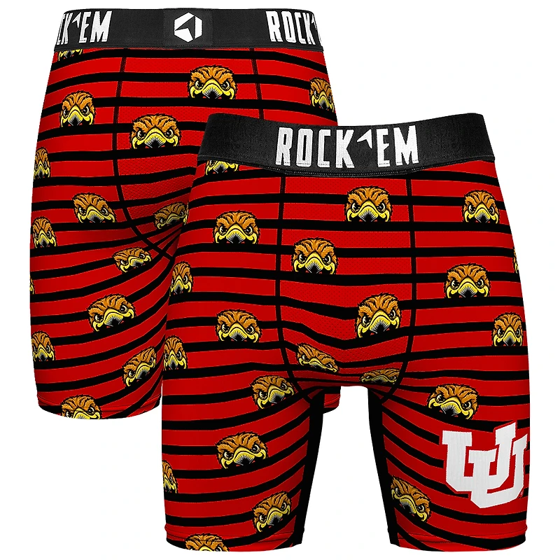 Men's Rock Em Socks Red Utah Utes Mascot Stripes Boxer Briefs