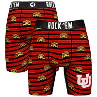 Men's Rock Em Socks Red Utah Utes Mascot Stripes Boxer Briefs