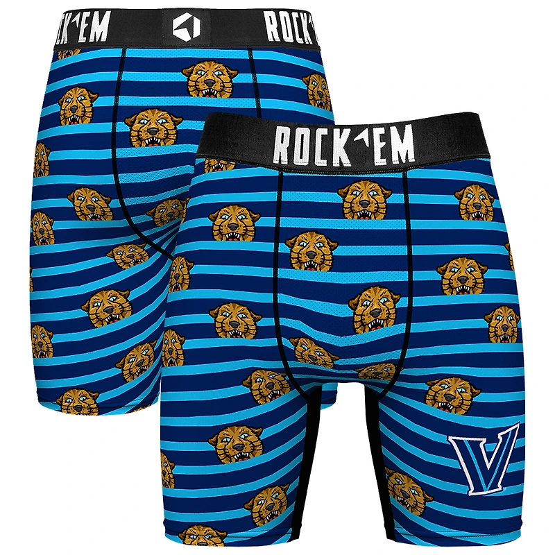 Men's Rock Em Socks Navy Villanova Wildcats Mascot Stripes Boxer Briefs