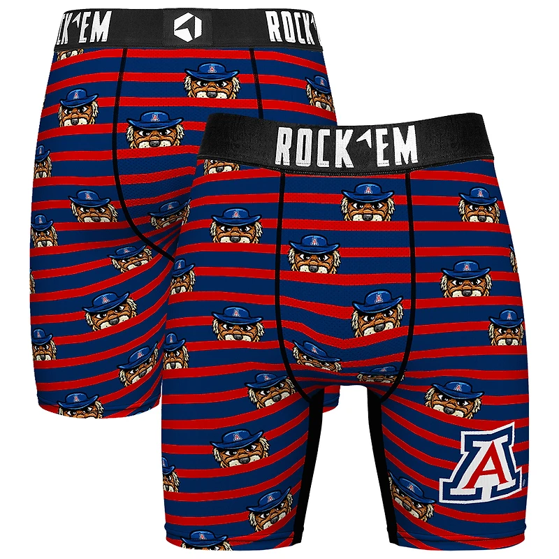 Men's Rock Em Socks Navy Arizona Wildcats Mascot Stripes Boxer Briefs