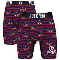 Men's Rock Em Socks Navy Arizona Wildcats Mascot Stripes Boxer Briefs