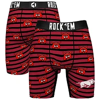 Men's Rock Em Socks Cardinal Arkansas Razorbacks Mascot Stripes Boxer Briefs