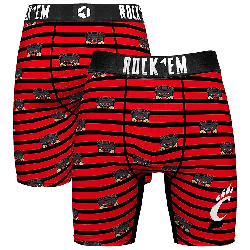 Men's Rock Em Socks Red Cincinnati Bearcats Mascot Stripes Boxer Briefs