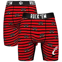 Men's Rock Em Socks Red Cincinnati Bearcats Mascot Stripes Boxer Briefs