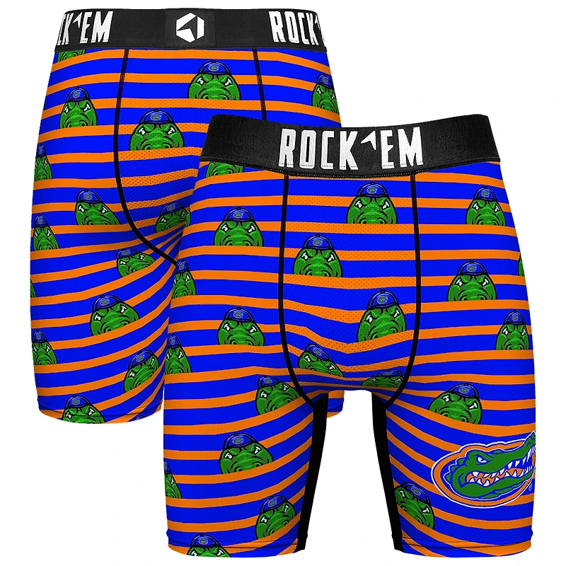 Men's Rock Em Socks Royal Florida Gators Mascot Stripes Boxer Briefs