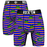 Men's Rock Em Socks Royal Florida Gators Mascot Stripes Boxer Briefs