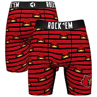 Men's Rock Em Socks Red Louisville Cardinals Mascot Stripes Boxer Briefs