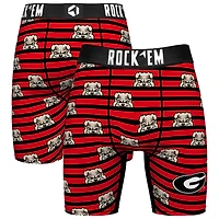 Men's Rock Em Socks Red Georgia Bulldogs Mascot Stripes Boxer Briefs
