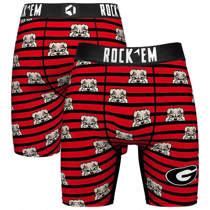 Men's Rock Em Socks Red Georgia Bulldogs Mascot Stripes Boxer Briefs