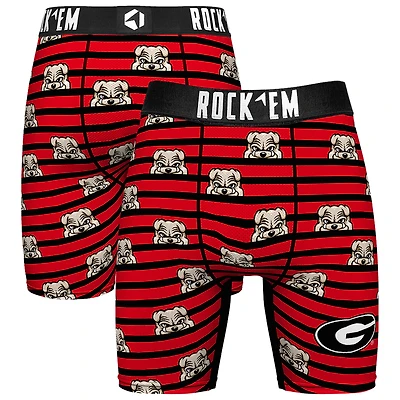 Men's Rock Em Socks Red Georgia Bulldogs Mascot Stripes Boxer Briefs