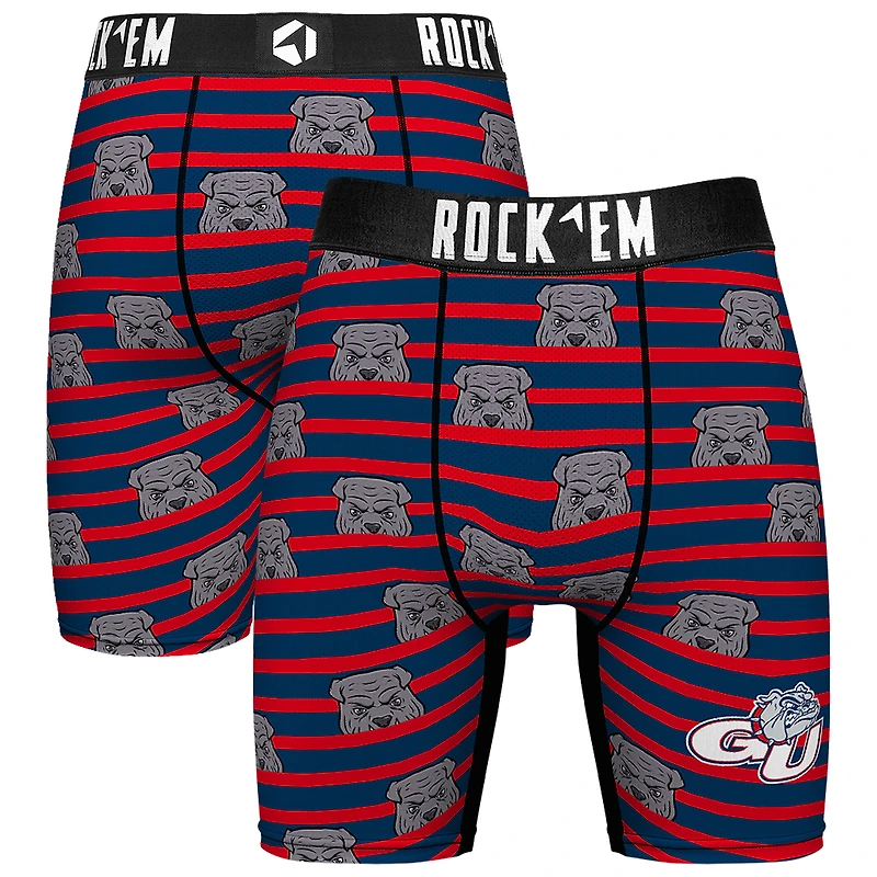 Men's Rock Em Socks Navy Gonzaga Bulldogs Mascot Stripes Boxer Briefs