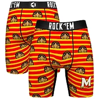 Men's Rock Em Socks Red Maryland Terrapins Mascot Stripes Boxer Briefs