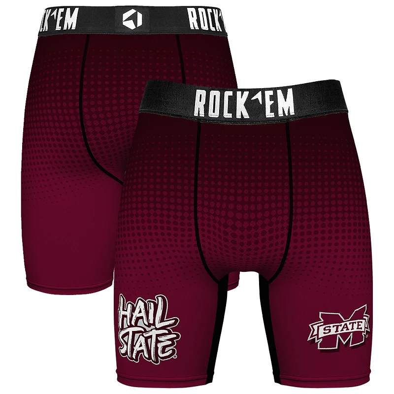 Men's Rock Em Socks Maroon Mississippi State Bulldogs Slogan Boxer Briefs