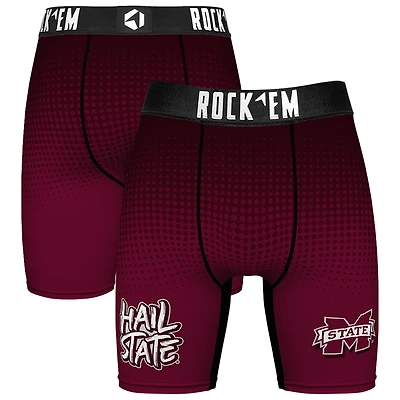 Men's Rock Em Socks Maroon Mississippi State Bulldogs Slogan Boxer Briefs