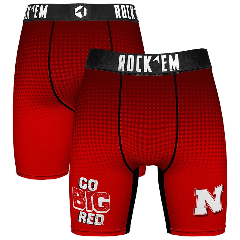 Men's Rock Em Socks Scarlet Nebraska Huskers Slogan Boxer Briefs