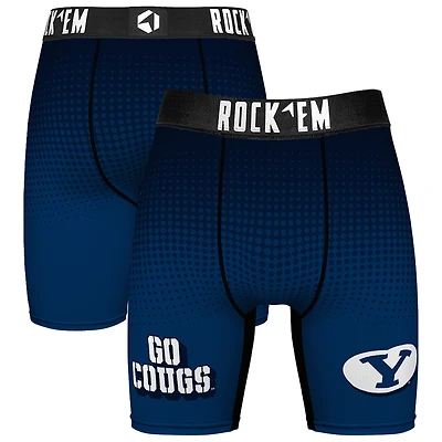 Men's Rock Em Socks Navy BYU Cougars Slogan Boxer Briefs