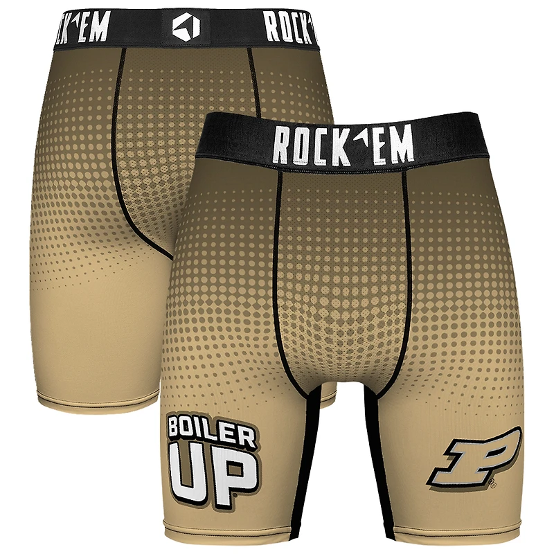 Men's Rock Em Socks Gold Purdue Boilermakers Slogan Boxer Briefs