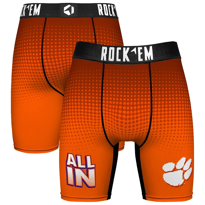Men's Rock Em Socks Orange Clemson Tigers Slogan Boxer Briefs