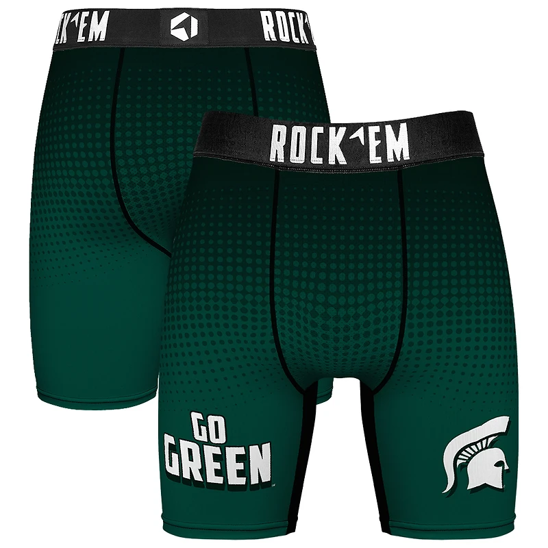 Men's Rock Em Socks Green Michigan State Spartans Slogan Boxer Briefs