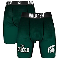 Men's Rock Em Socks Green Michigan State Spartans Slogan Boxer Briefs
