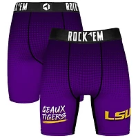 Men's Rock Em Socks Purple LSU Tigers Slogan Boxer Briefs