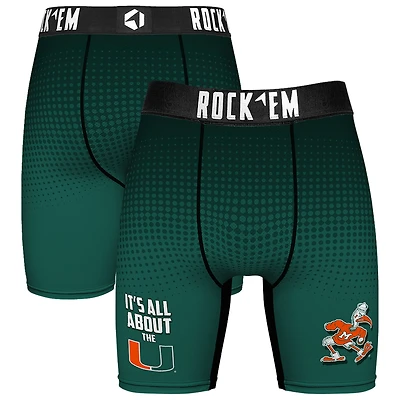 Men's Rock Em Socks Green Miami Hurricanes Slogan Boxer Briefs