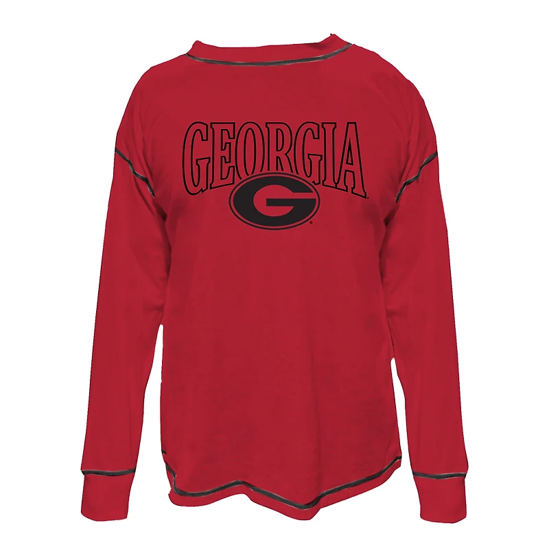 Women's Fanatics Red Georgia Bulldogs Plus Contrast Stitch Sweatshirt