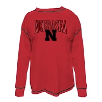 Women's Fanatics Scarlet Nebraska Huskers Plus Contrast Stitch Sweatshirt
