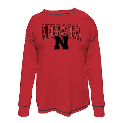Women's Fanatics Scarlet Nebraska Huskers Plus Contrast Stitch Sweatshirt