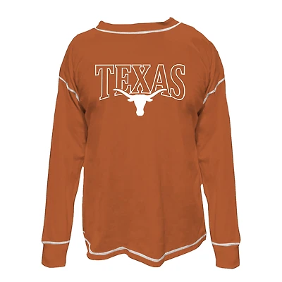 Women's Fanatics Burnt Orange Texas Longhorns Plus Contrast Stitch Sweatshirt