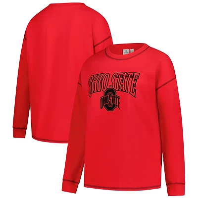 Women's Fanatics Scarlet Ohio State Buckeyes Plus Contrast Stitch Sweatshirt