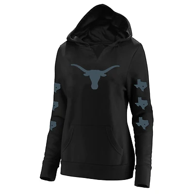 Women's Fanatics Black Texas Longhorns Plus Sleeve Hit Pullover Hoodie