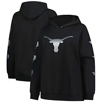 Women's Fanatics Black Texas Longhorns Plus Sleeve Hit Pullover Hoodie